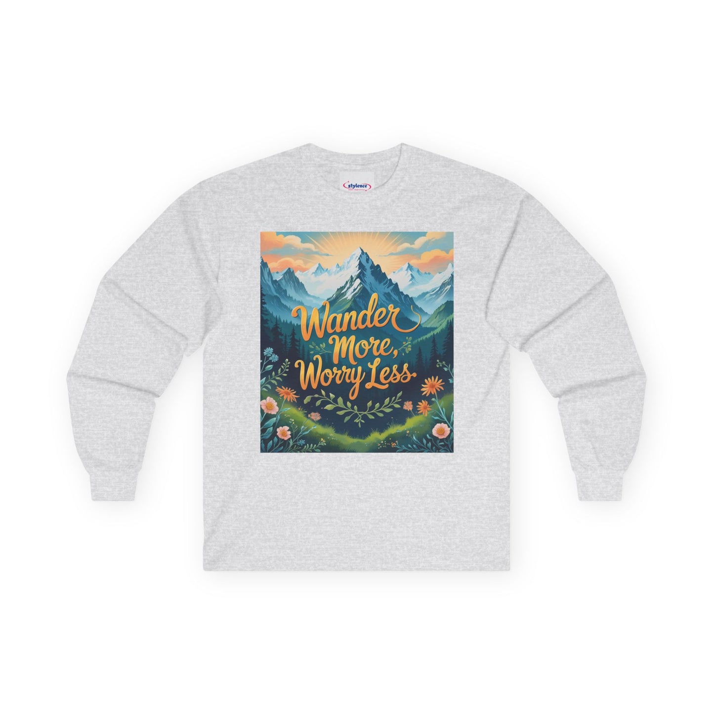 '' Wander More Worry Less '' Cotton Long Sleeve Tee