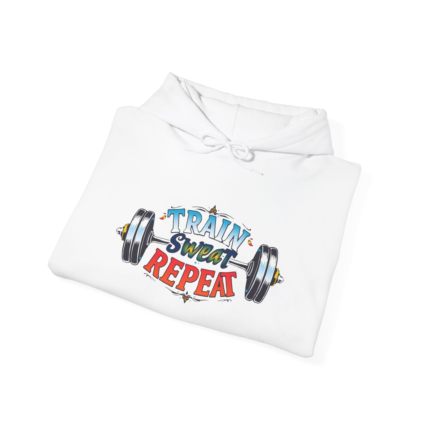 Hooded Sweatshirt Train, Sweat, Repeat Design