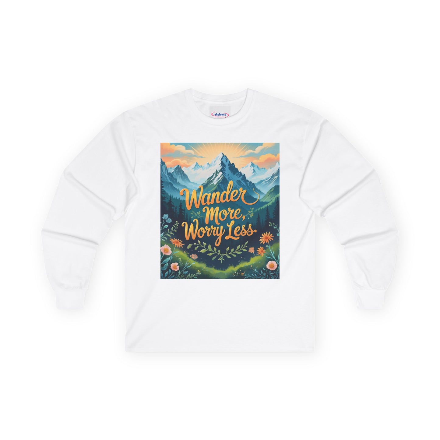 '' Wander More Worry Less '' Cotton Long Sleeve Tee