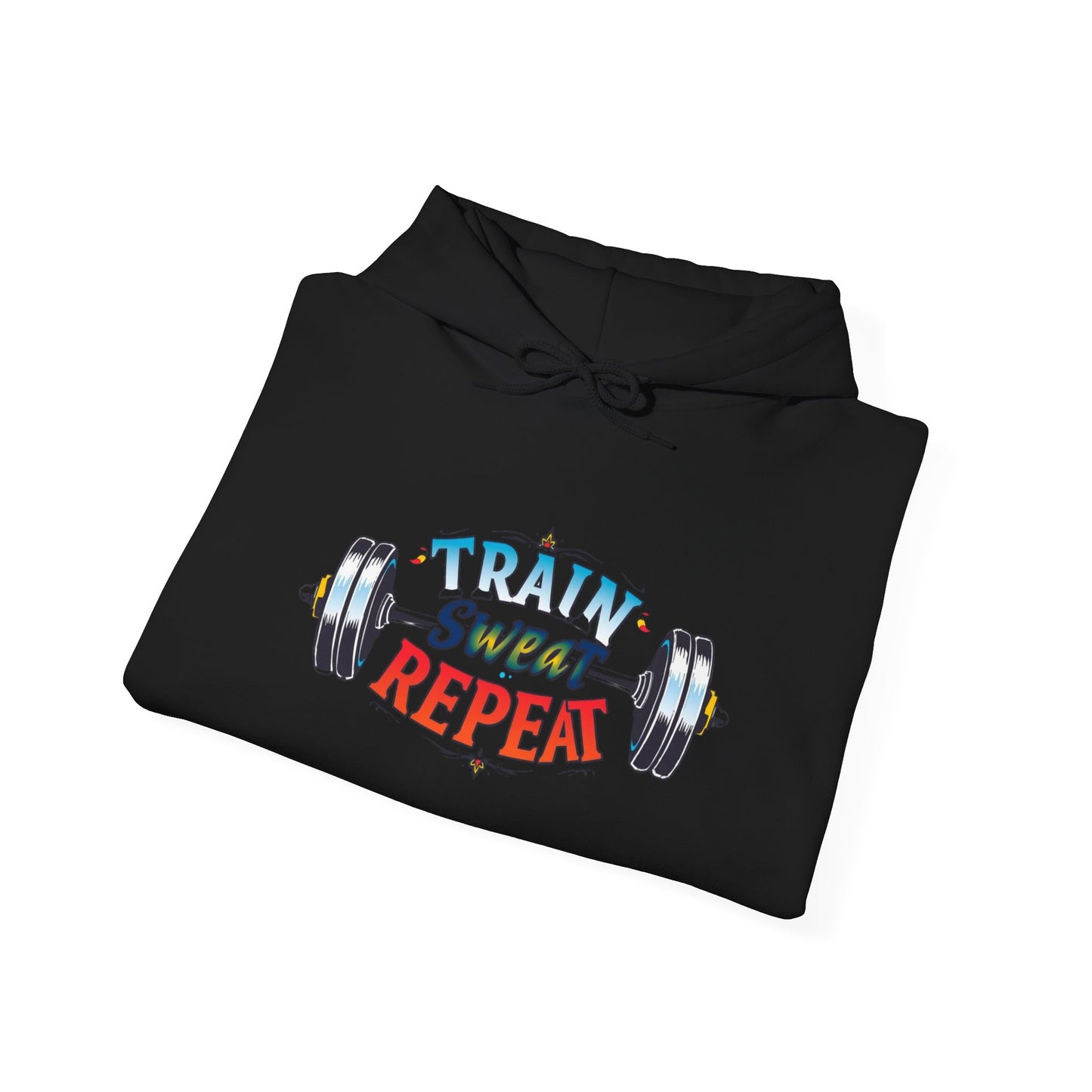 Hooded Sweatshirt Train, Sweat, Repeat Design