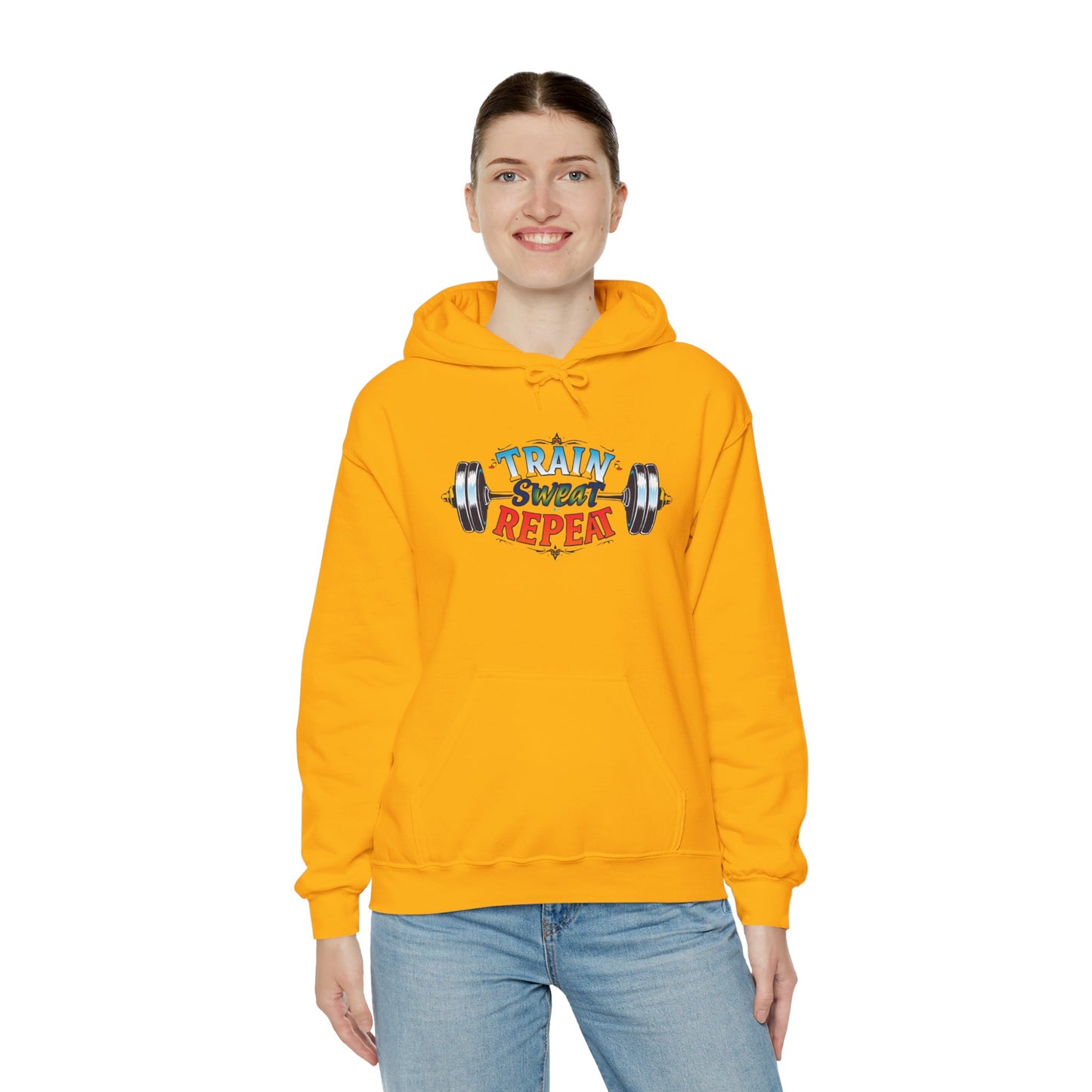 Hooded Sweatshirt Train, Sweat, Repeat Design