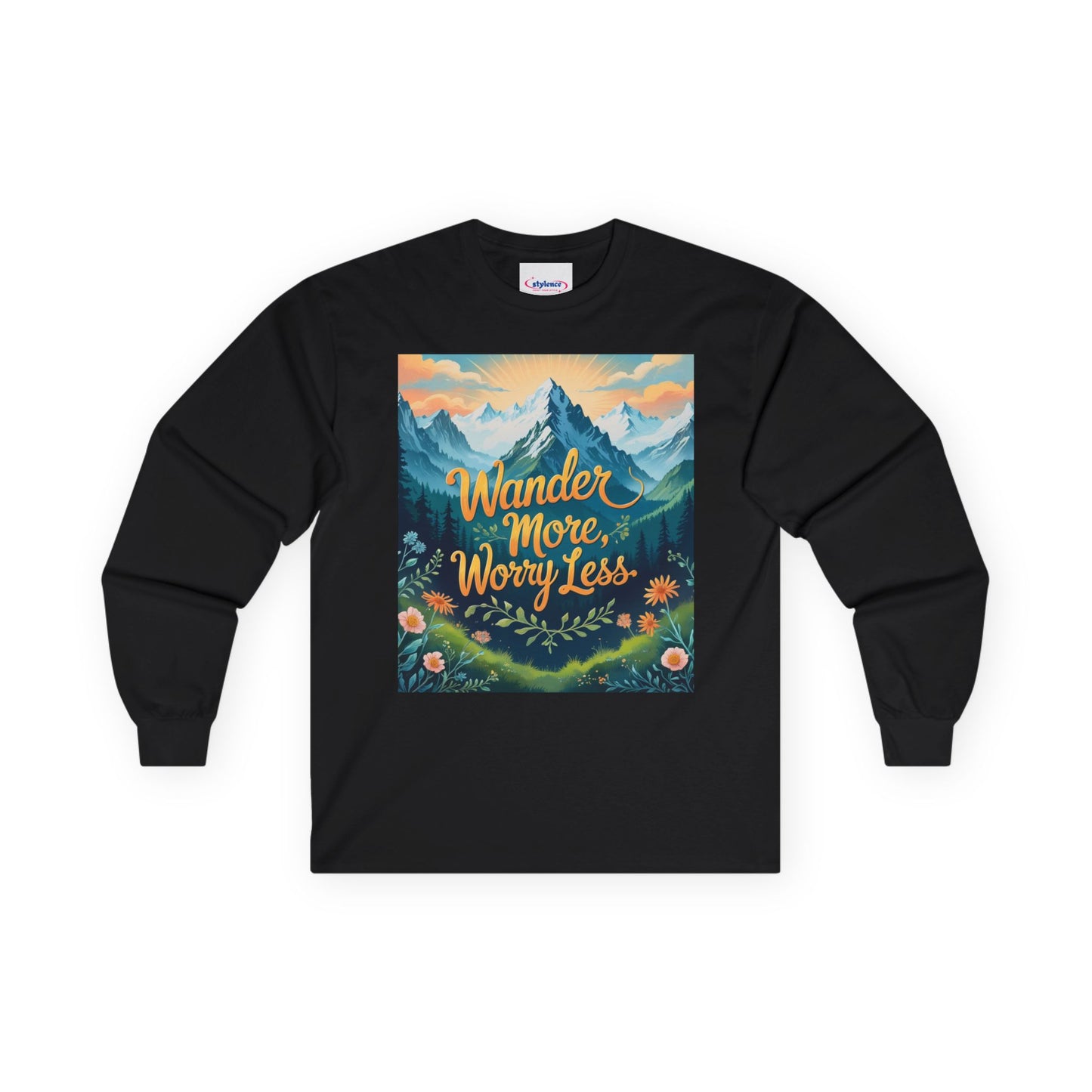 '' Wander More Worry Less '' Cotton Long Sleeve Tee