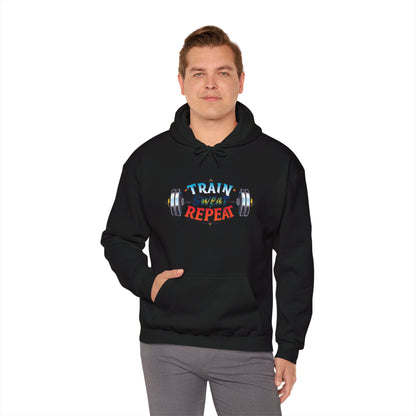 Hooded Sweatshirt Train, Sweat, Repeat Design