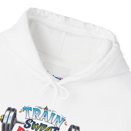 Hooded Sweatshirt Train, Sweat, Repeat Design