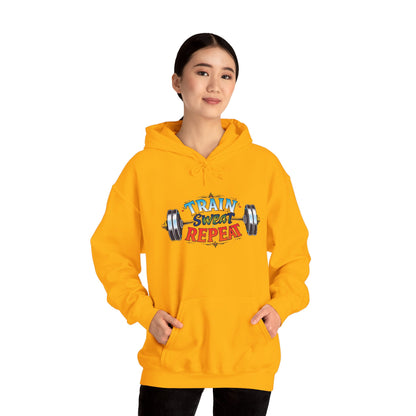 Hooded Sweatshirt Train, Sweat, Repeat Design