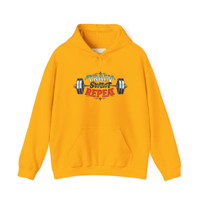 Hooded Sweatshirt Train, Sweat, Repeat Design