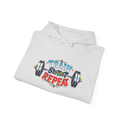 Hooded Sweatshirt Train, Sweat, Repeat Design