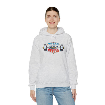 Hooded Sweatshirt Train, Sweat, Repeat Design